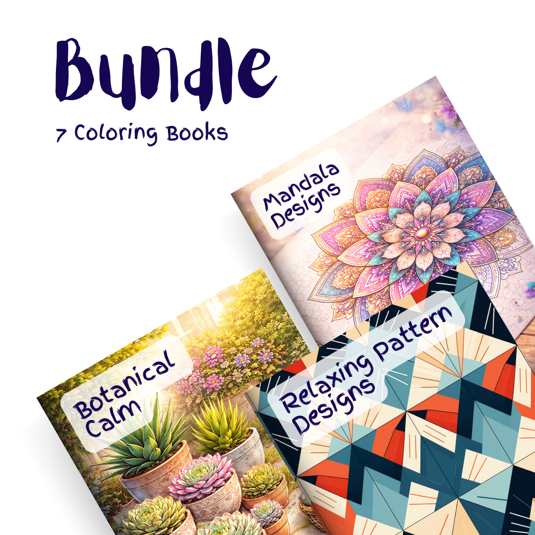 Mandala & Botanical Pattern Bundle – 7 Coloring Books