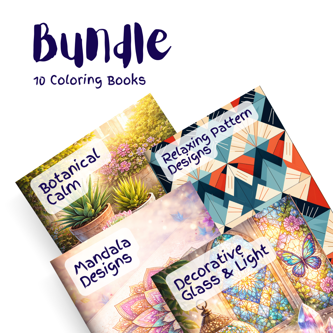 Decorative Light & Pattern Collection Bundle – 10 Coloring Books