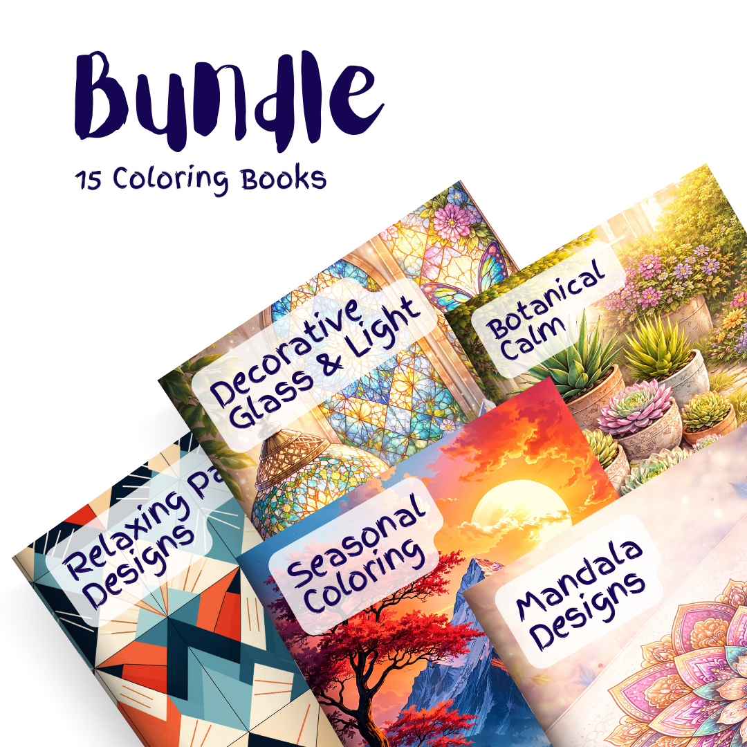 Complete Decorative Coloring Library Bundle – 15 Coloring Books